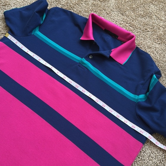 Greyson Shawnee Colorblock Pink Blue Golf Polo Short Sleeve Shirt - Picture 7 of 8